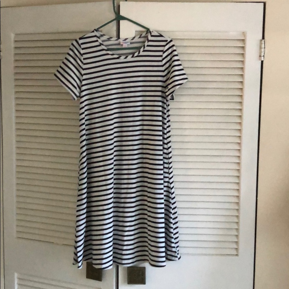 LuLaRoe Jessie black and white striped swing dress